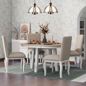 Designs Kitchen Dining Table Set for 4, 5 Pcs Wooden Round Extendable Dining Table