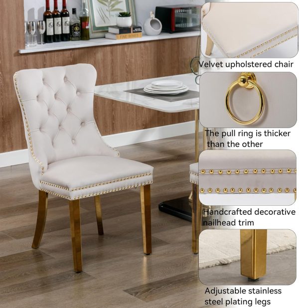 Gold Glass Dining Room Table Set for 4, 5 Pieces Modern 36" Square Kitchen Dining Table Set - Image 3