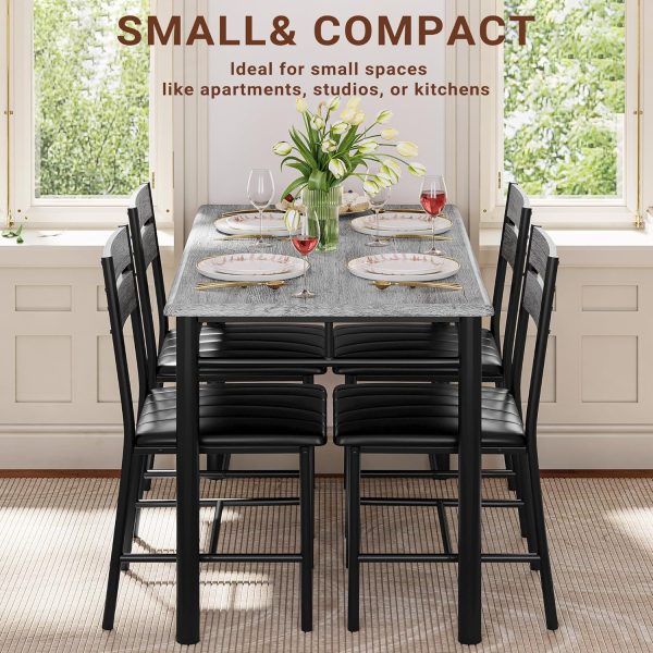 Dining Table Set for 4, Wood Kitchen Table with Upholstered Chairs for Kitchen Room and Small Spaces - Image 2
