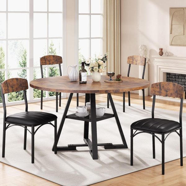 Round Dining Table Set for 4, Kitchen Table and Chairs for 4 - Image 4