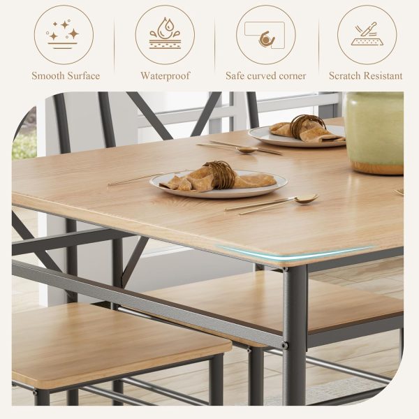 5-Piece Kitchen Dining Table Set, Wood Tabletop & Heavy-Duty Metel Frame - Image 2