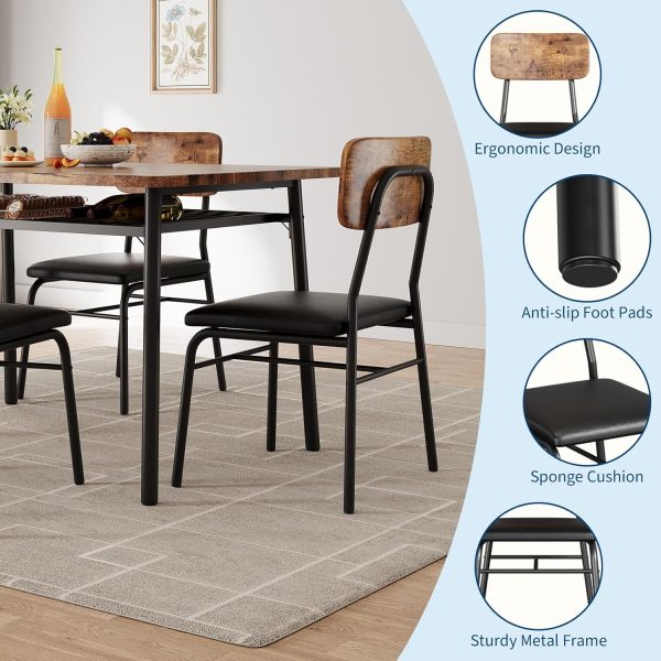 Dining Table Set for 4 with Storage Rack, 5-Piece Kitchen Table and Upholstered Chairs of 4 - Image 3