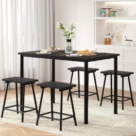 Kitchen Table and Chairs for 4, Dining Room Set with Chairs/Stools, Heavy-Duty Metal Frame with Wooden Tabletop for Small Spaces