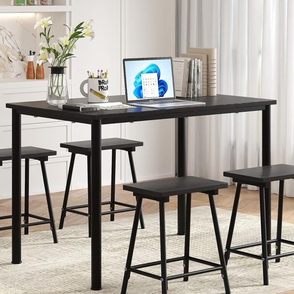 Kitchen Table and Chairs for 4, Dining Room Set with Chairs/Stools, Heavy-Duty Metal Frame with Wooden Tabletop for Small Spaces - Image 2