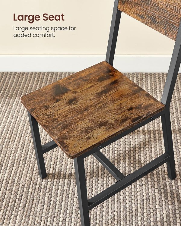 Dining Chair Set of 4, Rustic Wood Chairs with Metal Steel Frame, Easy to Assemble - Image 4