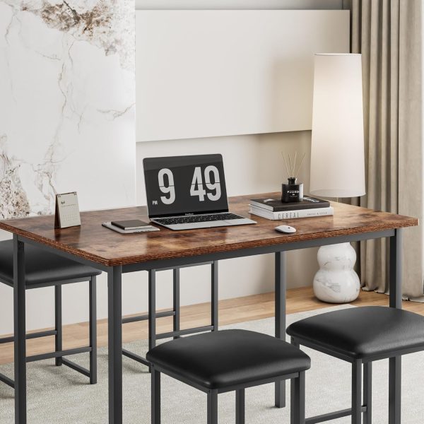 Kitchen Table and Chairs for 4, Dining Room Set with PU Chairs/Stools, Heavy-Duty Metal Frame - Image 3