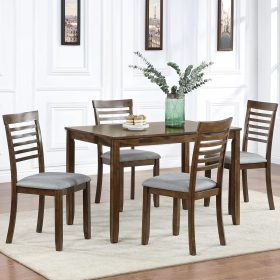 Solid Wood Dining Table Set for 4, Farmhouse Kitchen Table Set with 4 Upholstered Chairs