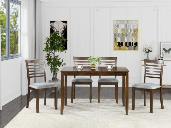 Solid Wood Dining Table Set for 4, Farmhouse Kitchen Table Set with 4 Upholstered Chairs - Image 3
