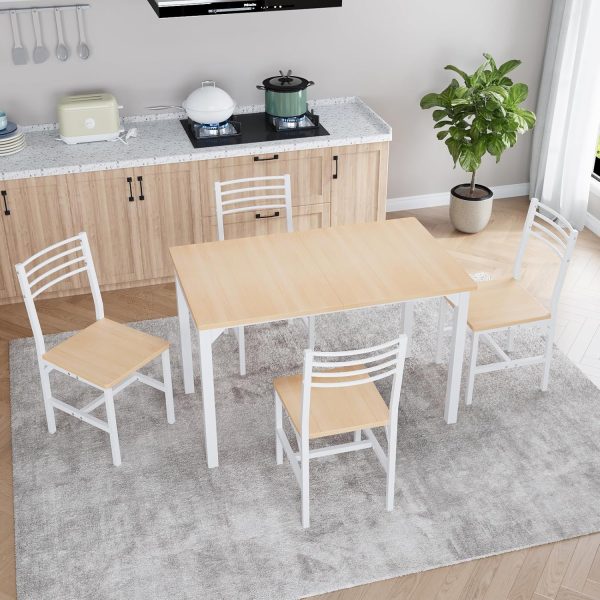 63” Extendable Dining Table Set for 4-6 People, 5-Piece Dining Table Set for 4 People with 4 Chairs - Image 3