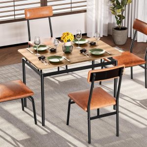 Dining Table Set for 4, 5 Piece Wooden Dining Room Table Set