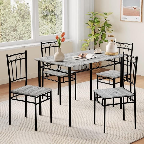 Kitchen Dining Table Set for 4, 5-Piece Kitchen Table Set,Dining Room Table Sets