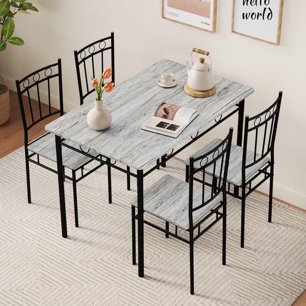 Kitchen Dining Table Set for 4, 5-Piece Kitchen Table Set,Dining Room Table Sets - Image 3