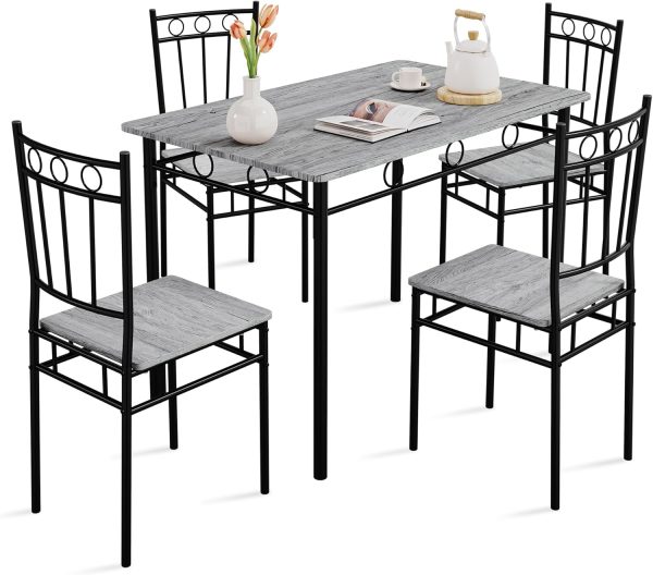 Kitchen Dining Table Set for 4, 5-Piece Kitchen Table Set,Dining Room Table Sets - Image 2