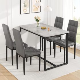 Dining Table Set for 4 with Chairs Faux Marble Dining Table Set Modern 47" Kitchen Table Set